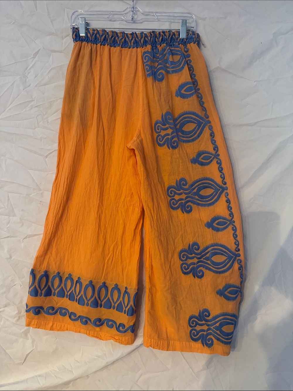 NEMA Resort Wear Boho Orange Capri’s with Blue Embroidery - Picture 5 of 5